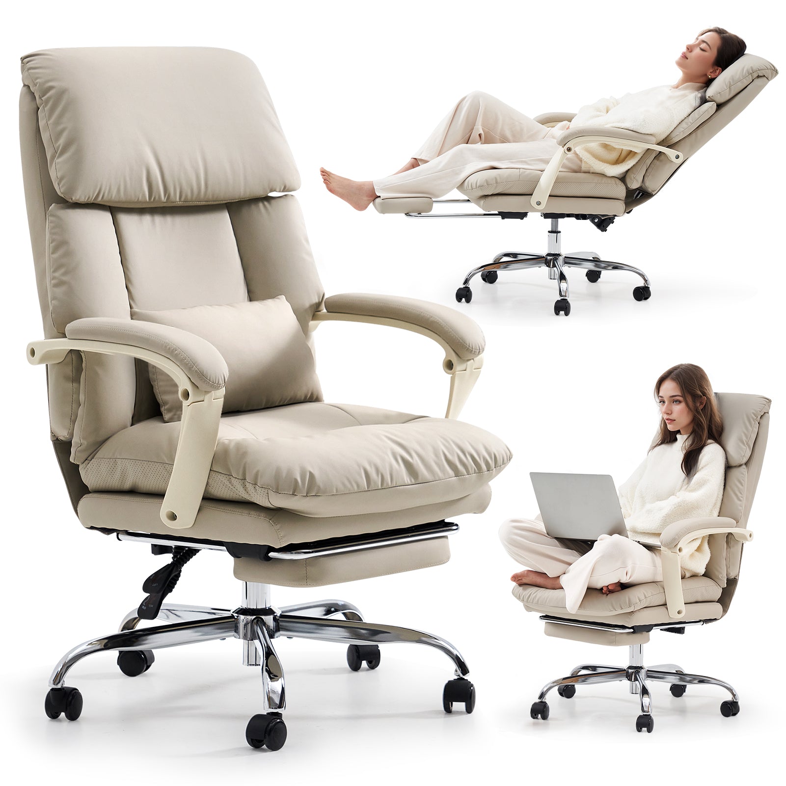 EMIAH C029 Ergonomic Genuine Leather Office Chair with Foot Rest