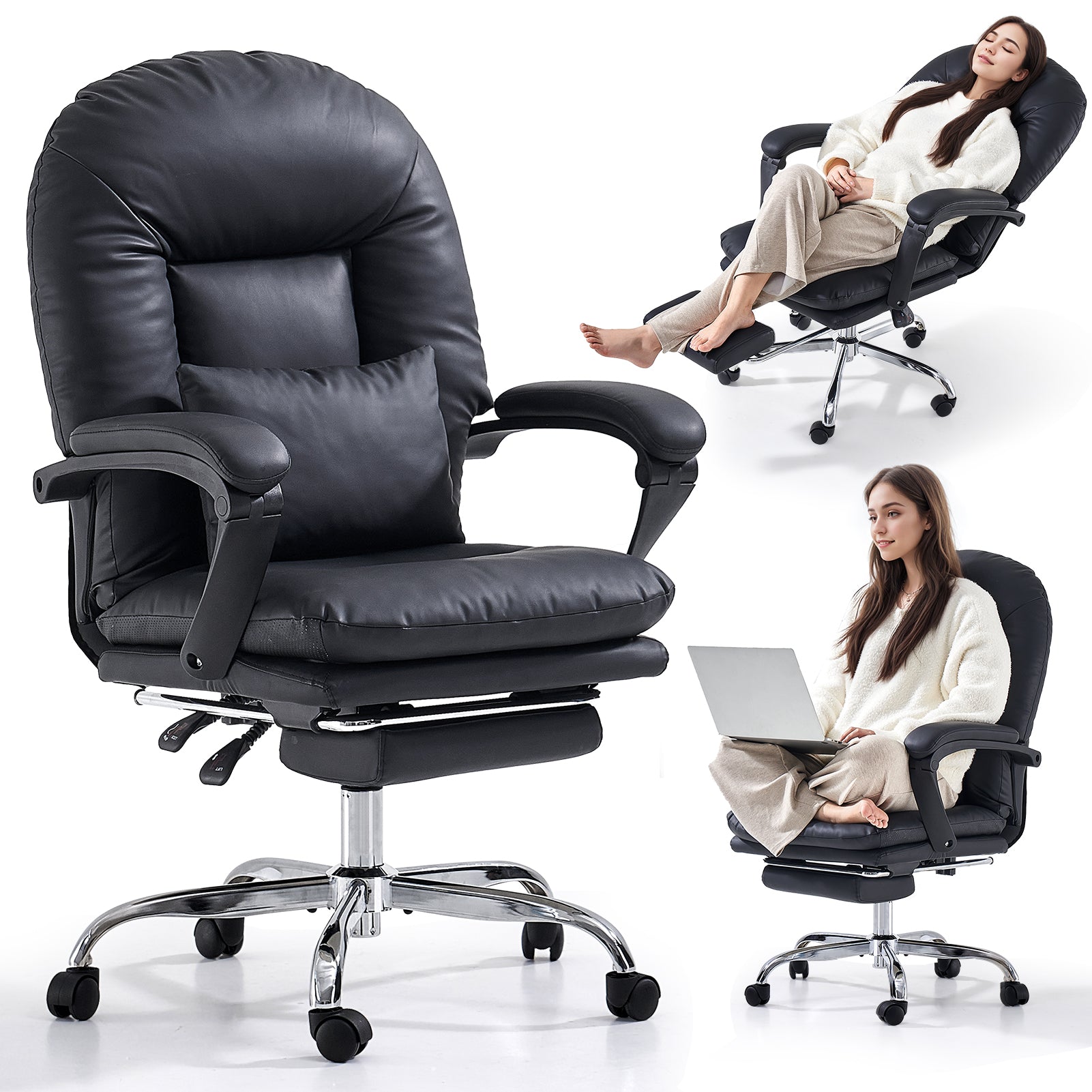 EMIAH C586 Ergonomic Ultra-Comfortable Office Chair with Foot Rest