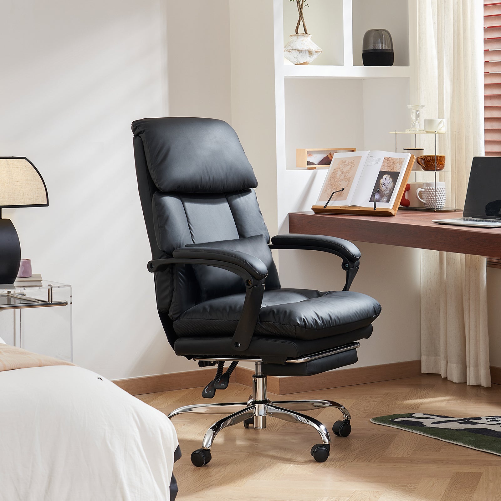 EMIAH C029 Ergonomic Genuine Leather Office Chair with Foot Rest