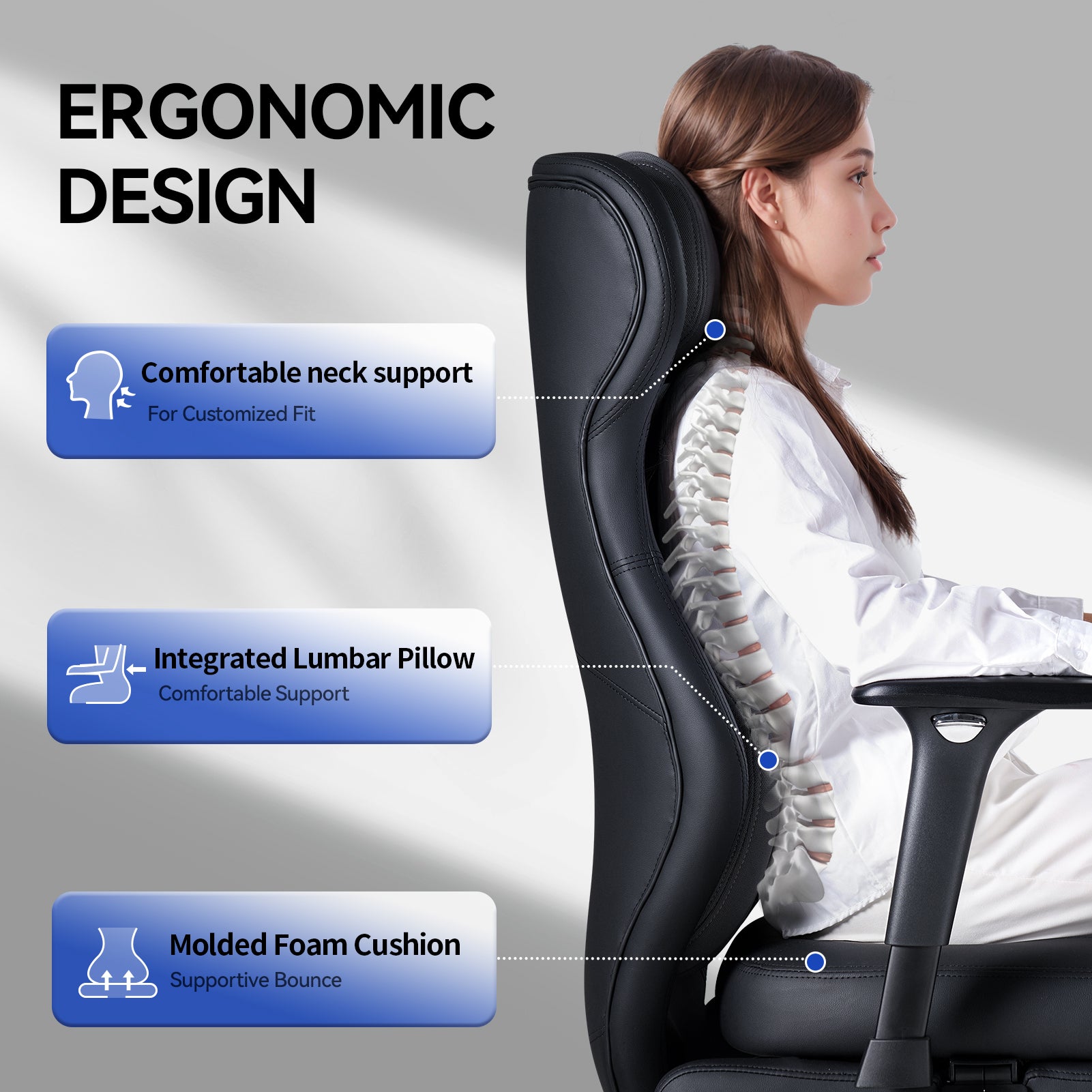 EMIAH GT100 Ergonomic Gaming Office Chair with Foot Rest