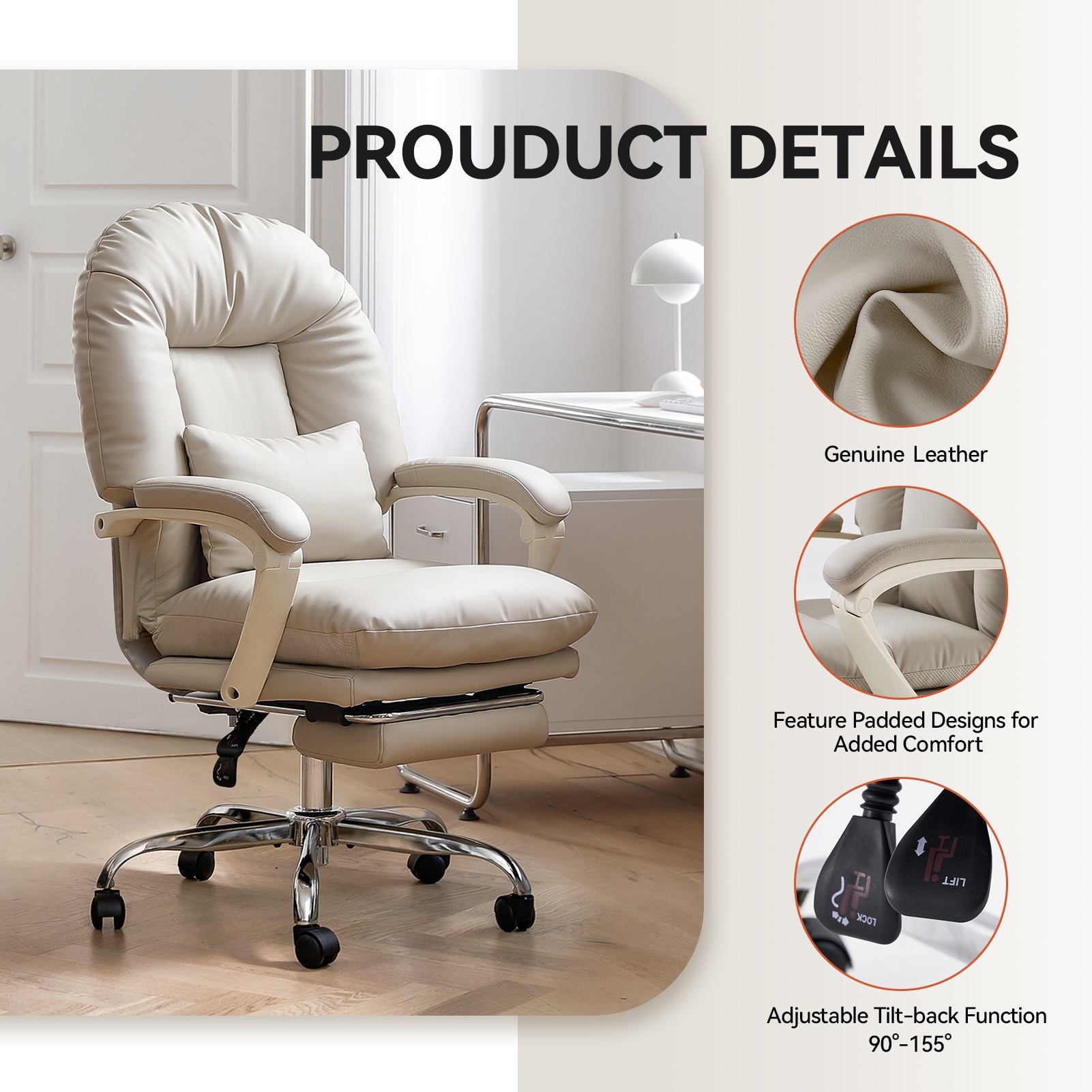 EMIAH C586 Ergonomic Ultra-Comfortable Office Chair with Foot Rest