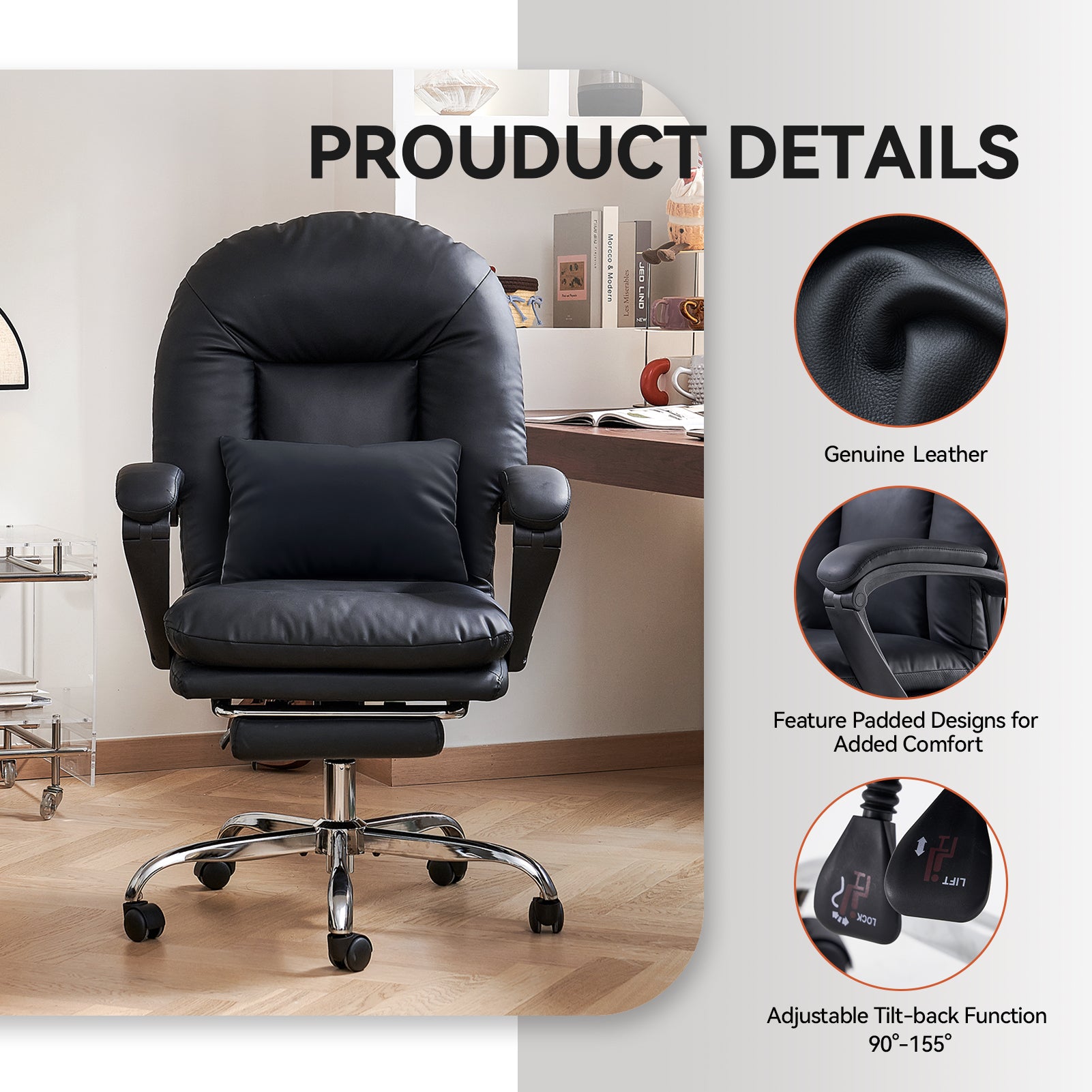 EMIAH C586 Ergonomic Ultra-Comfortable Office Chair with Foot Rest
