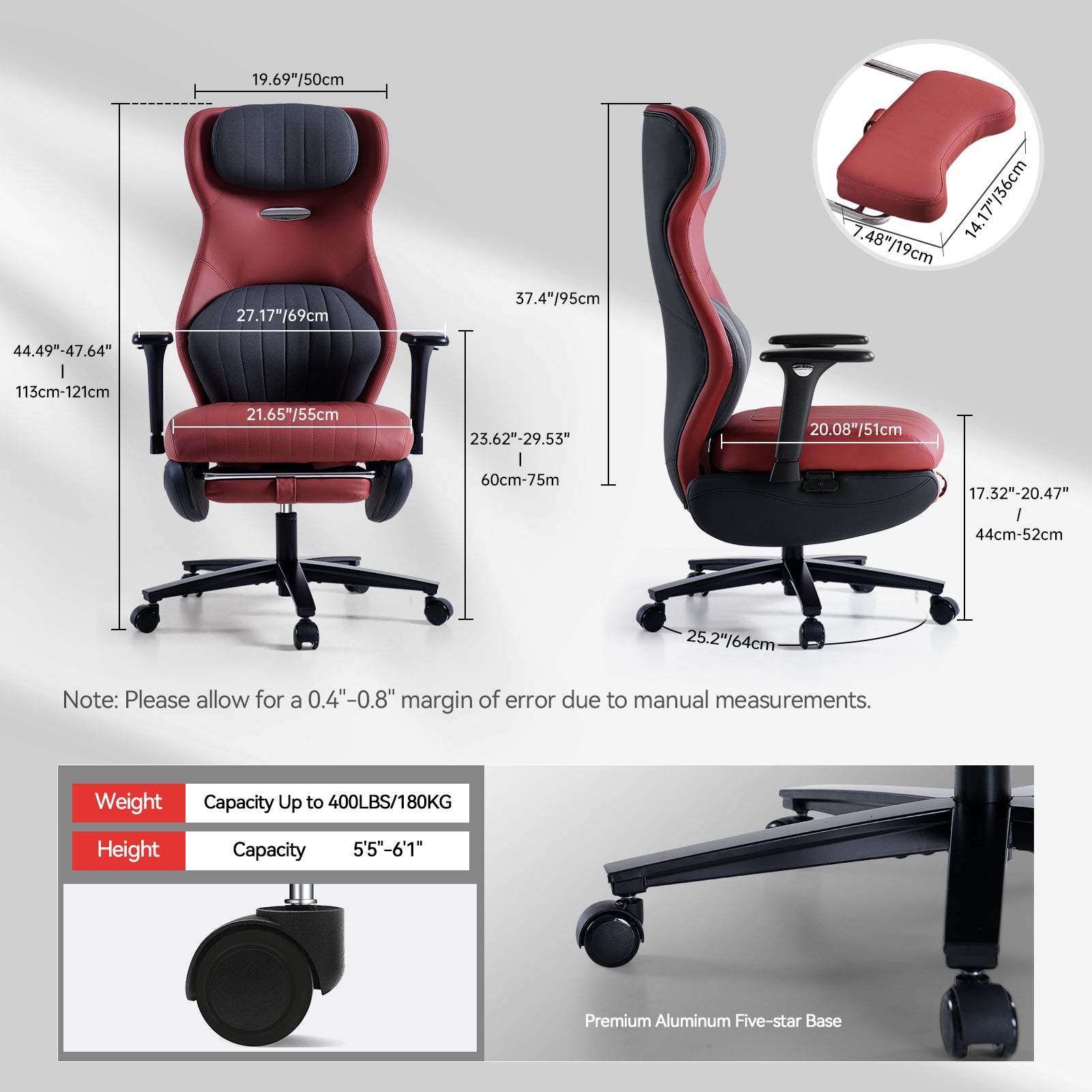 EMIAH GT100 Ergonomic Gaming Office Chair with Foot Rest