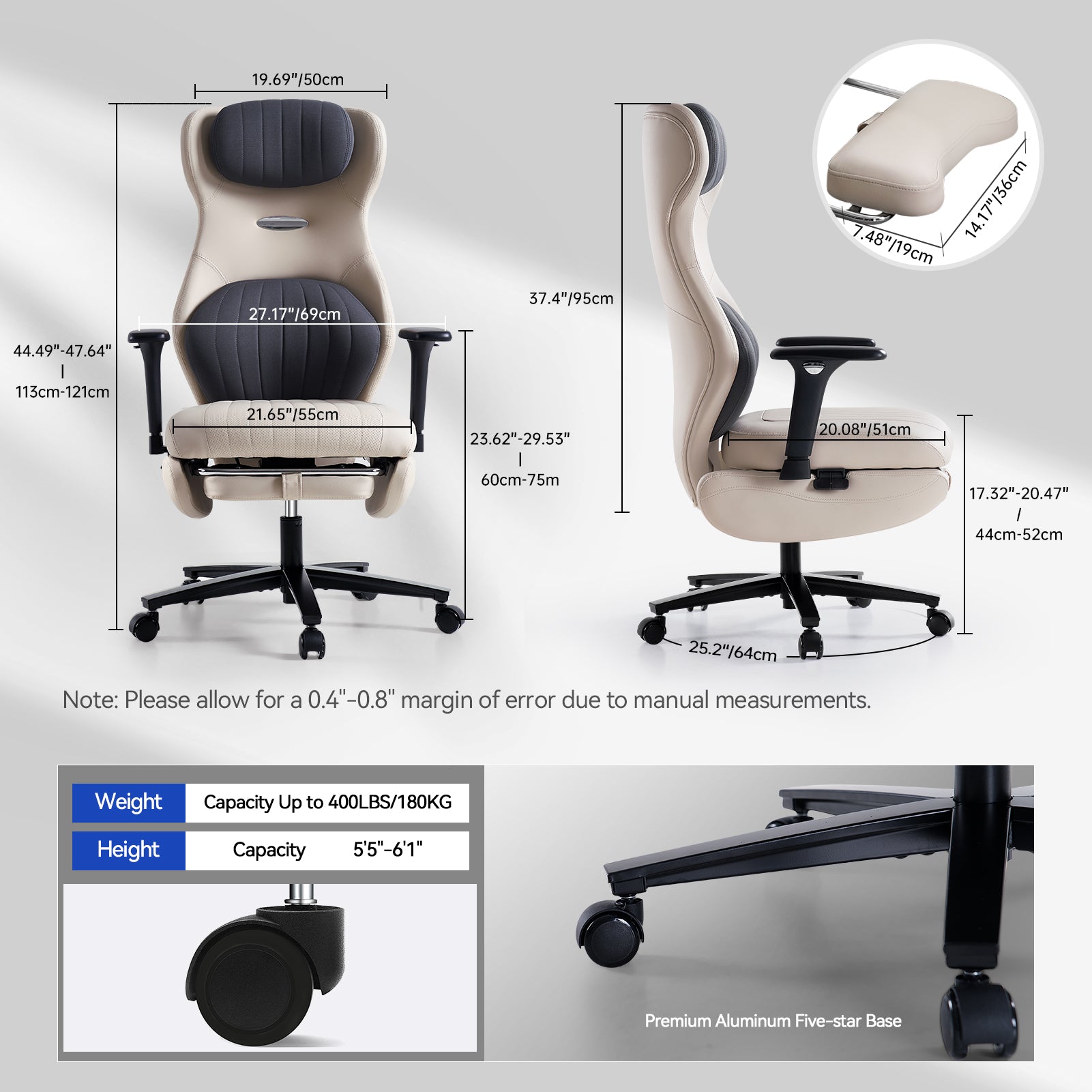 EMIAH GT100 Ergonomic Gaming Office Chair with Foot Rest