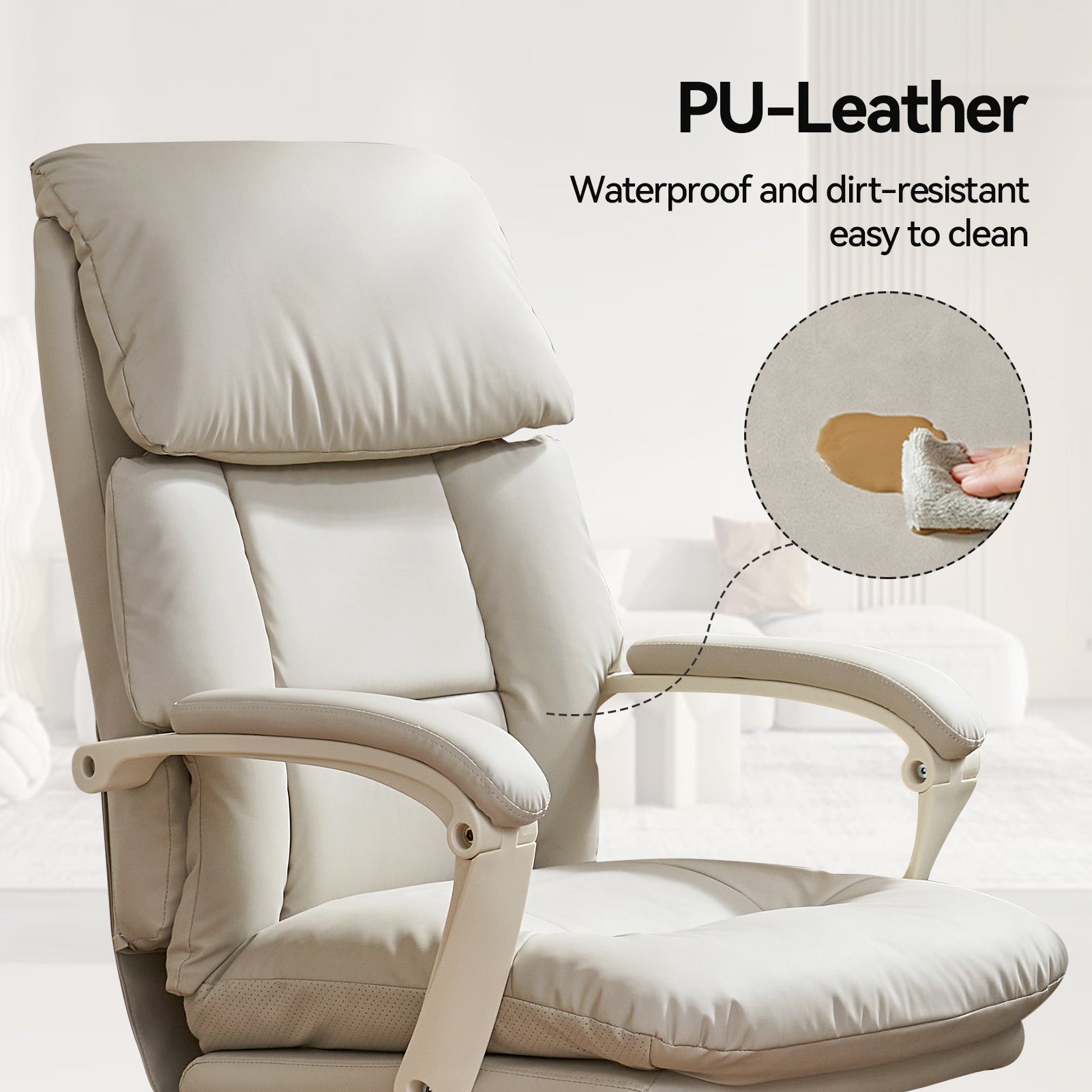 EMIAH C029 Ergonomic Genuine Leather Office Chair with Foot Rest