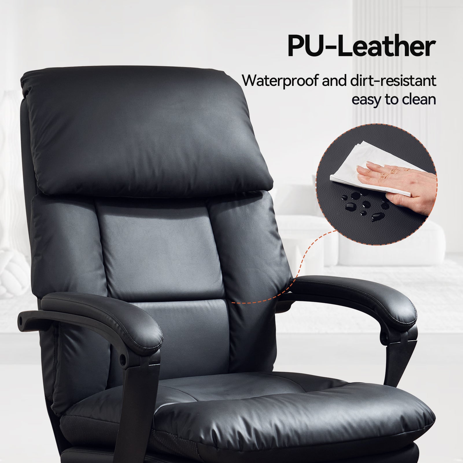 EMIAH C029 Ergonomic Genuine Leather Office Chair with Foot Rest