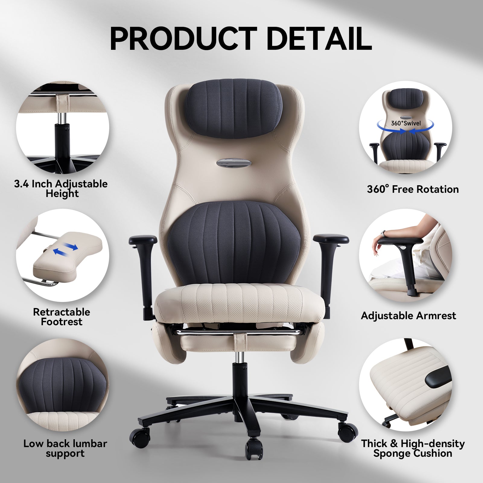 EMIAH GT100 Ergonomic Gaming Office Chair with Foot Rest