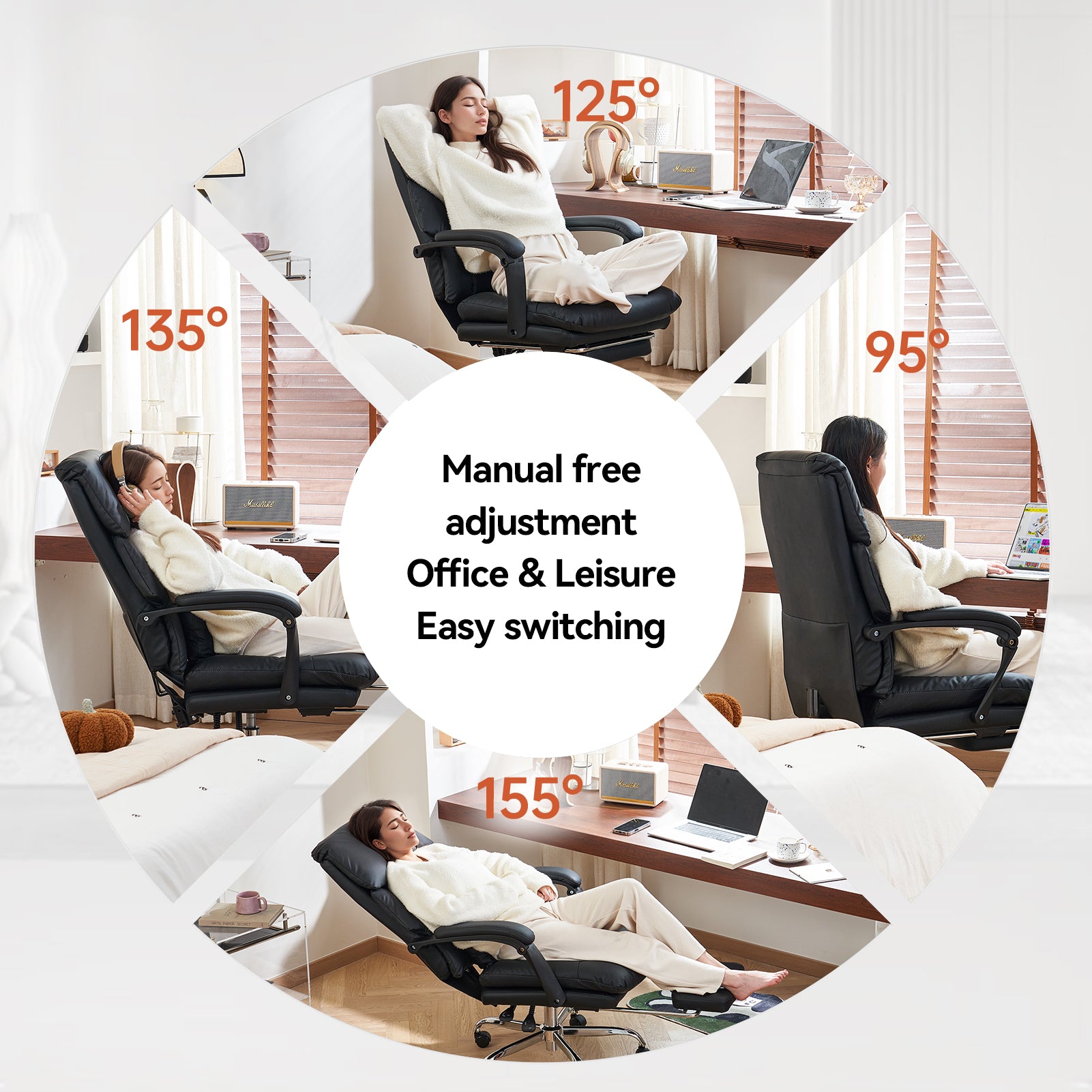 EMIAH C029 Ergonomic Genuine Leather Office Chair with Foot Rest
