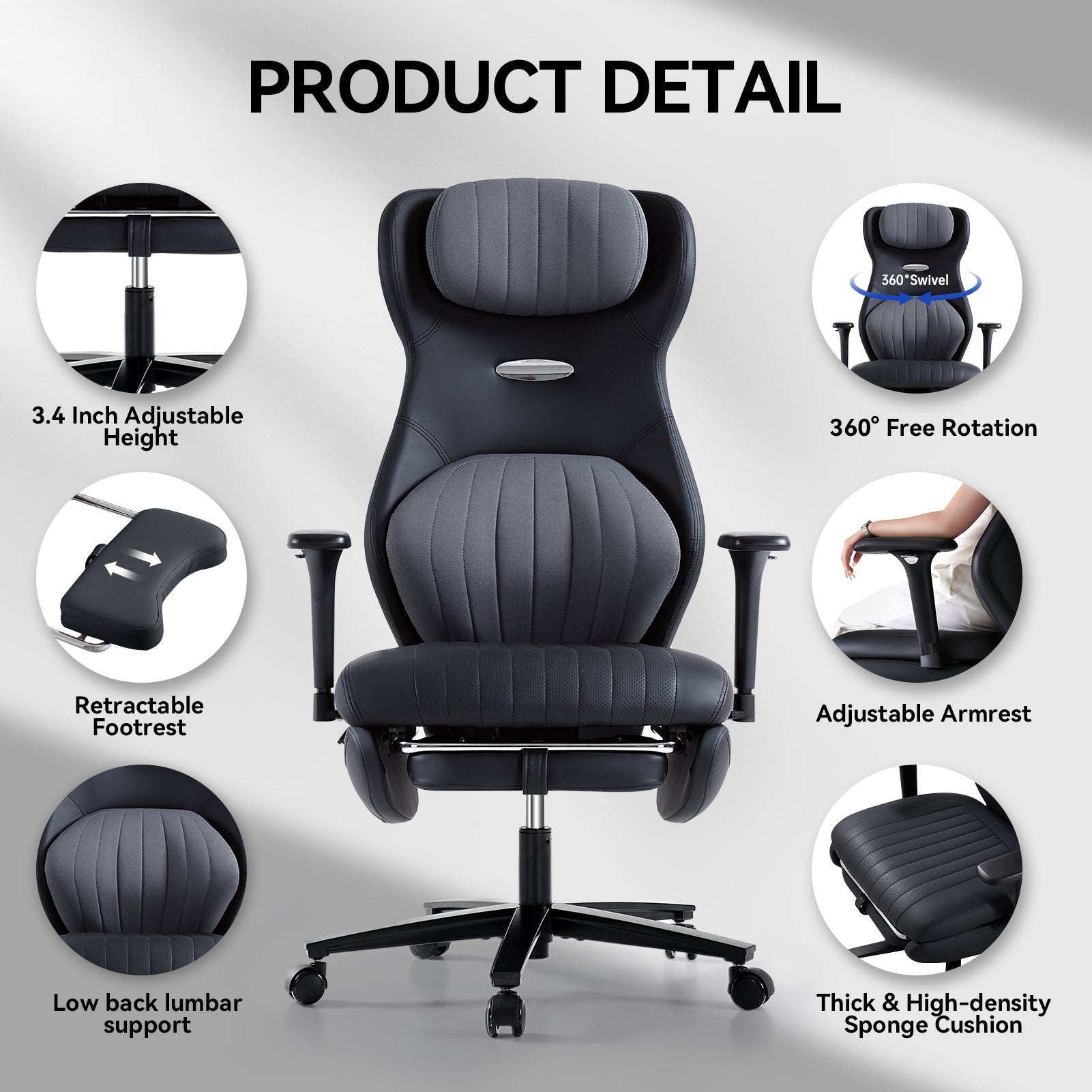EMIAH GT100 Ergonomic Gaming Office Chair with Foot Rest