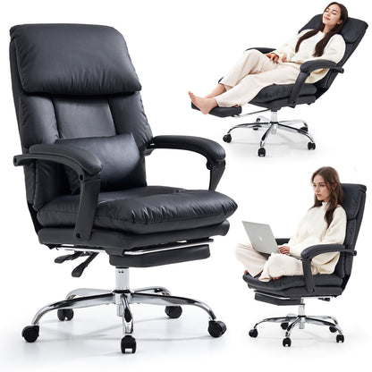 EMIAH C029 Ergonomic Genuine Leather Office Chair with Foot Rest