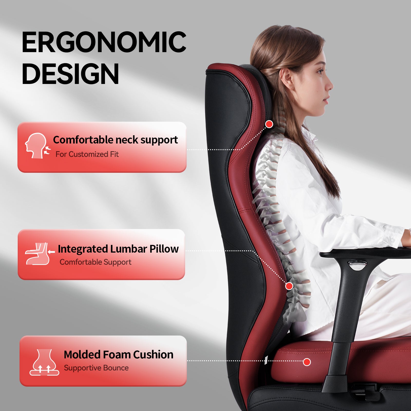 EMIAH GT100 Ergonomic Gaming Office Chair with Foot Rest