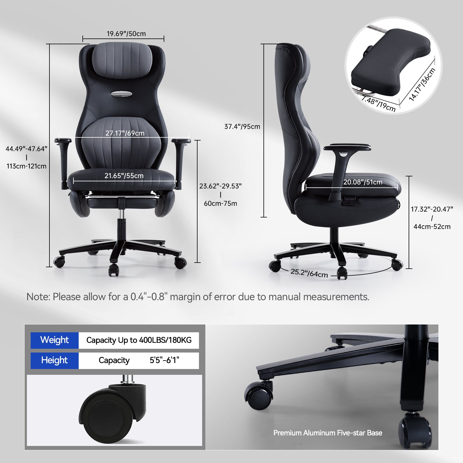 EMIAH GT100 Ergonomic Gaming Office Chair with Foot Rest