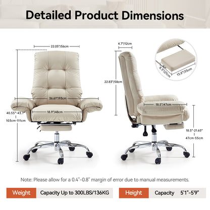 EMIAH C590 Office Chair with Foot Rest Criss Cross and Flip-up Arms Reclining Comfy PU Leather
