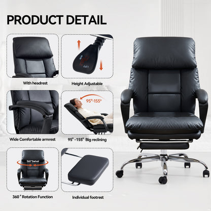 EMIAH C029 Ergonomic Genuine Leather Office Chair with Foot Rest