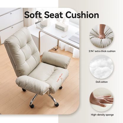 EMIAH C590 Office Chair with Foot Rest Criss Cross and Flip-up Arms Reclining Comfy PU Leather