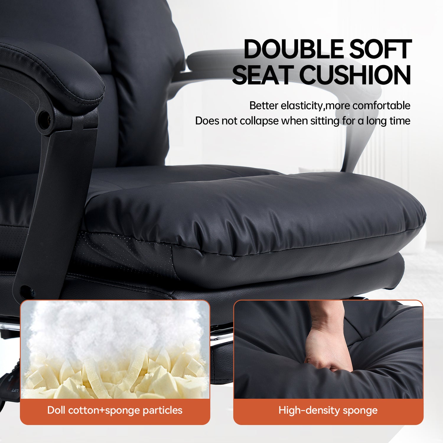 EMIAH C029 Ergonomic Genuine Leather Office Chair with Foot Rest