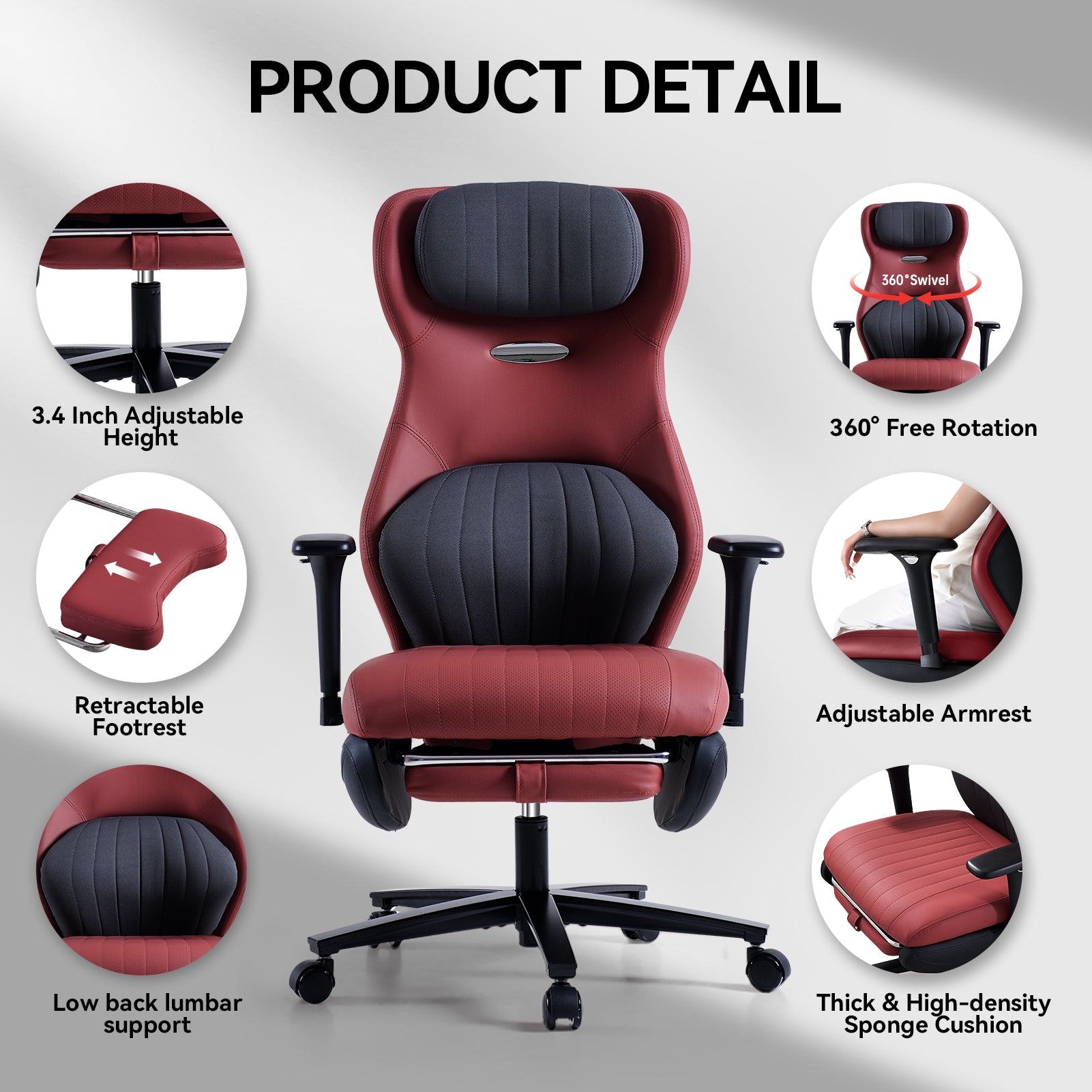 EMIAH GT100 Ergonomic Gaming Office Chair with Foot Rest