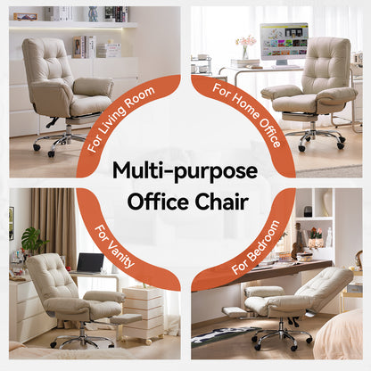 EMIAH C590 Office Chair with Foot Rest Criss Cross and Flip-up Arms Reclining Comfy PU Leather