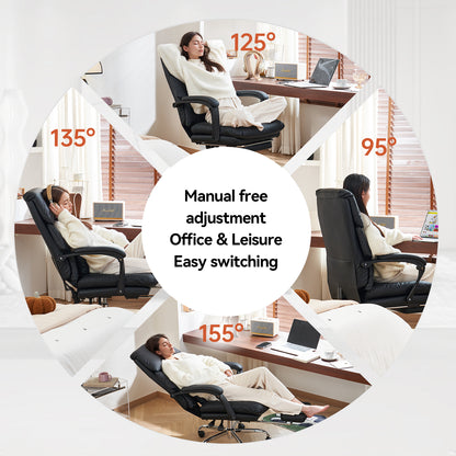 EMIAH C029 Ergonomic Genuine Leather Office Chair with Foot Rest